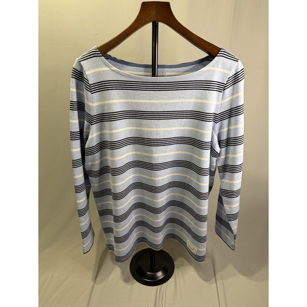 Talbots Authentic Sweater Lite Blue Striped Sleeves Size Lp Cotton
